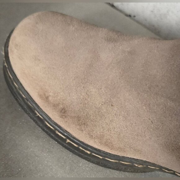 Denver Hayes Taupe Suede Faux Fur Winter Boots Women’s Size 7 Mid Calf Warm Zip - Picture 12 of 13